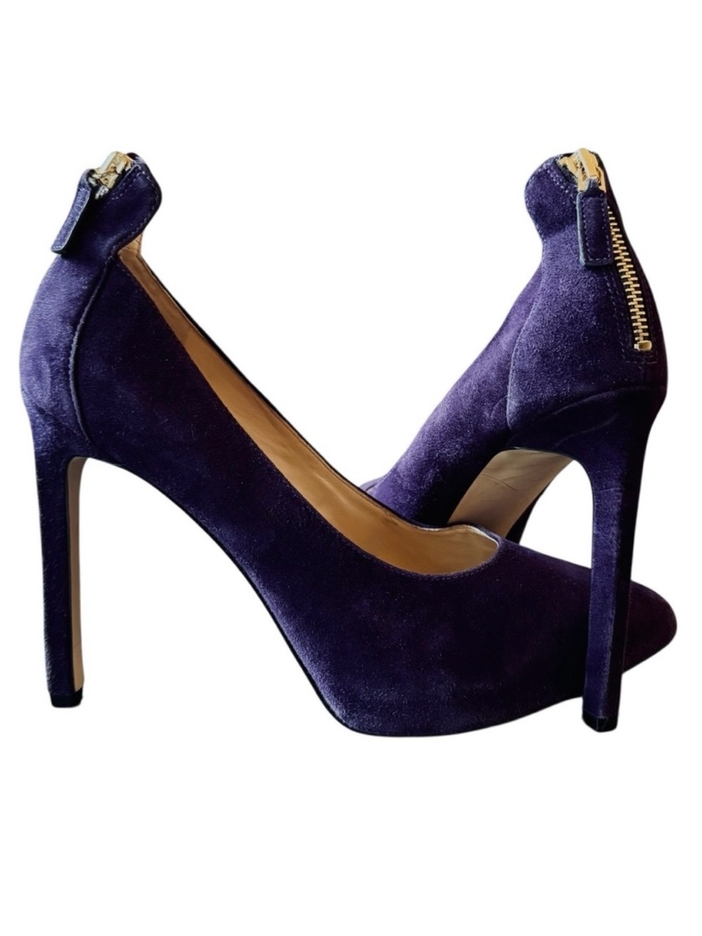 Nine West Dark Purple Velvet Stiletto Pumps – Back Zip High Heels | Size 8